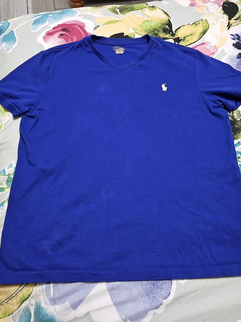 Polo by Ralph Lauren Men's V-Neck Tee in Royal Blue with White Pony